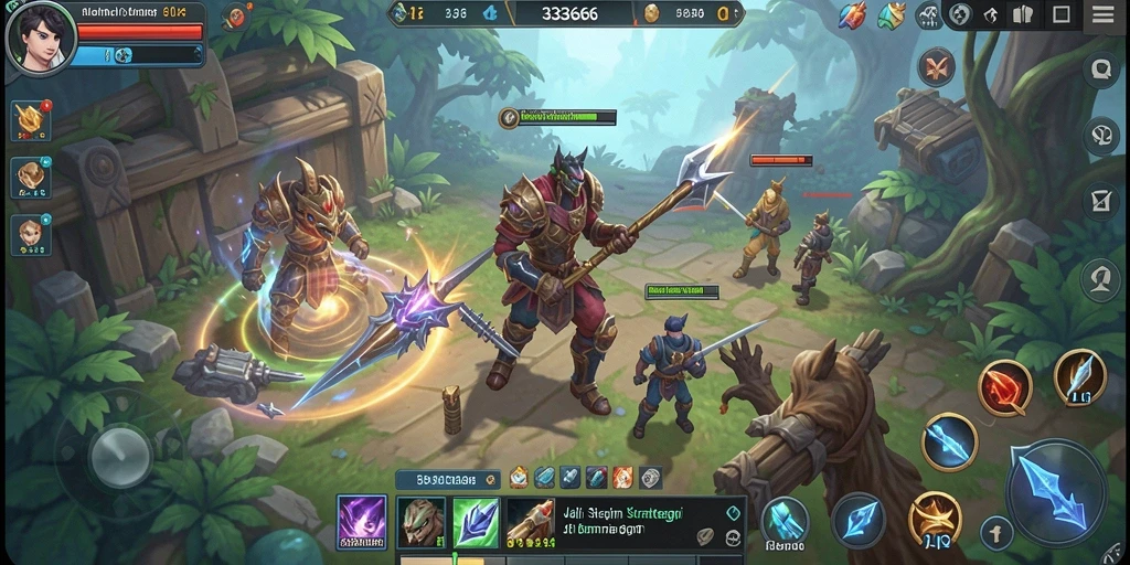 Tampilan seru dari gameplay strategis dalam <strong>333666</strong> saat pertempuran.
