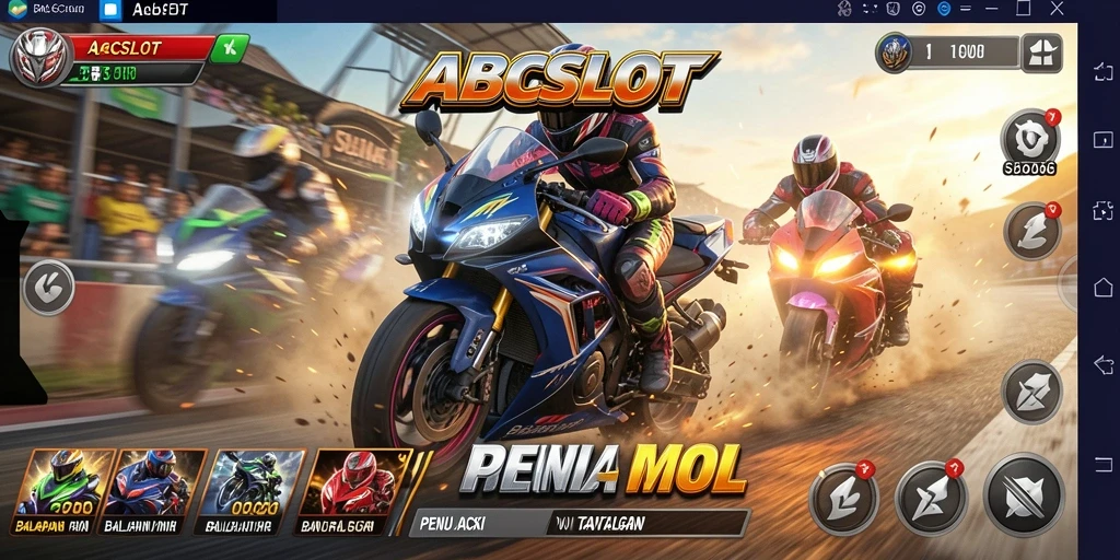 Tangkapan layar menampilkan aksi balapan motor yang mendebarkan.