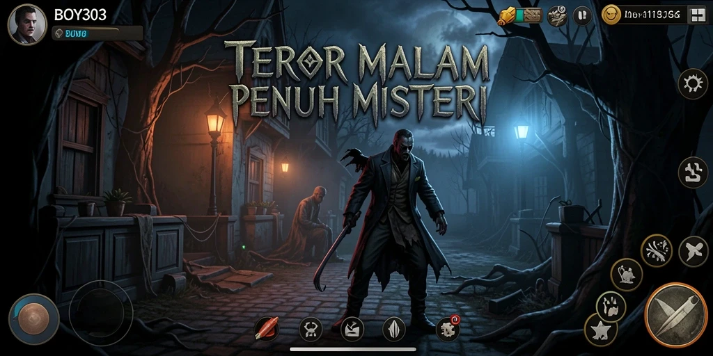 Screenshot utama BOY303 menampilkan suasana mencekam saat menjelajahi rumah angker.