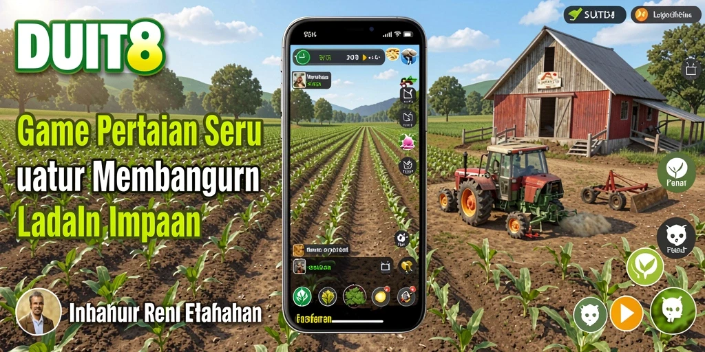 Tangkapan layar gameplay seru dari DUIT8 yang menunjukkan ladang subur.
