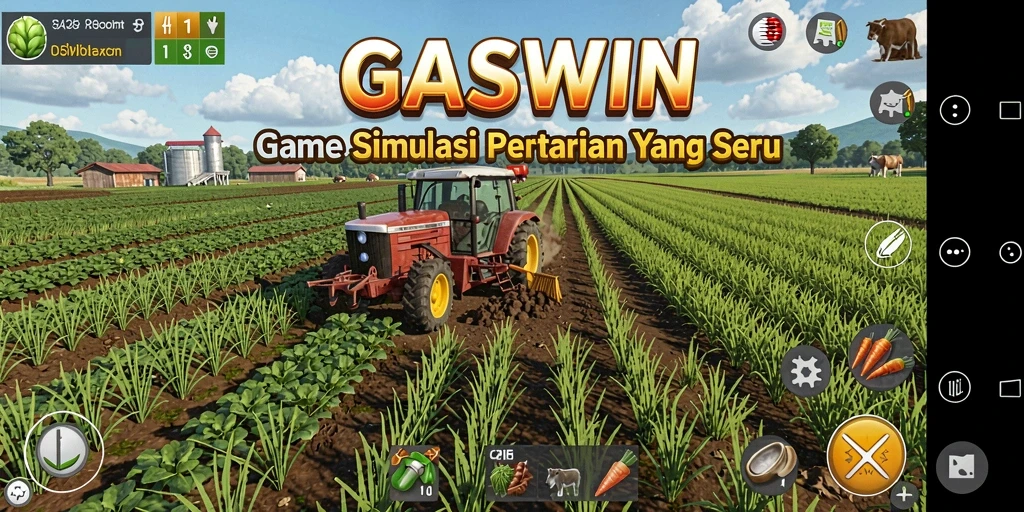 Tangkapan layar GASWIN menampilkan gameplay bertani yang seru dan interaktif.
