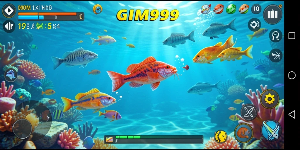 Tampilan gameplay GIM999 yang penuh aksi saat menembak ikan.