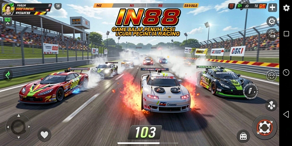 Tampilan gameplay menarik di IN88 dengan aksi balap yang mendebarkan.