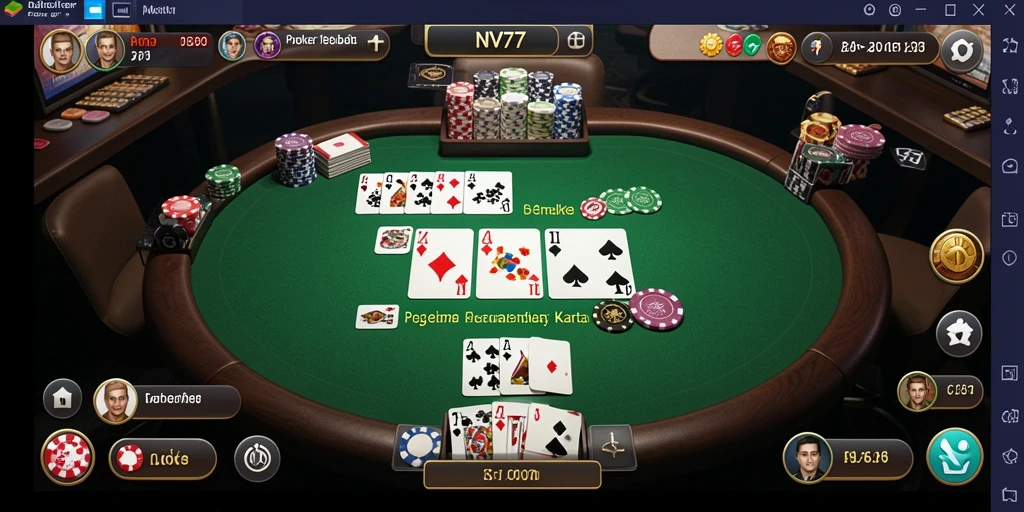 Tangkapan layar NV77 menunjukkan aksi seru permainan Poker.