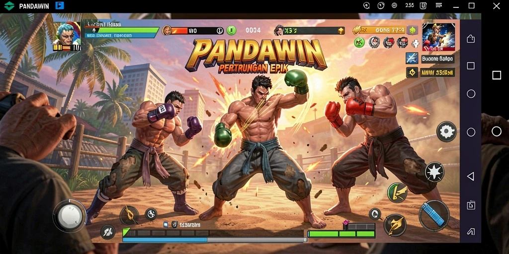 Tampilan mendebarkan dari gameplay Fighting di PANDAWIN.