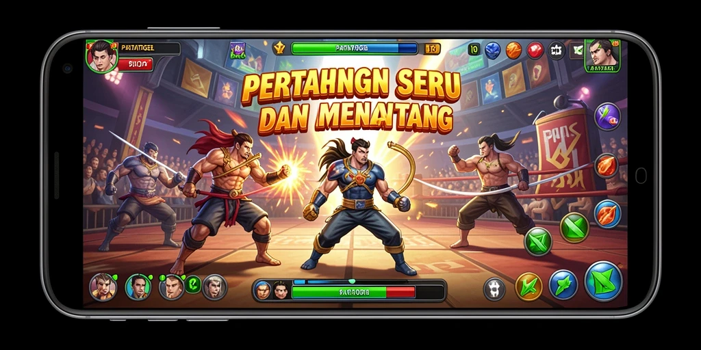 Screenshot utama menunjukkan aksi pertarungan seru di PARTAITOGEL.