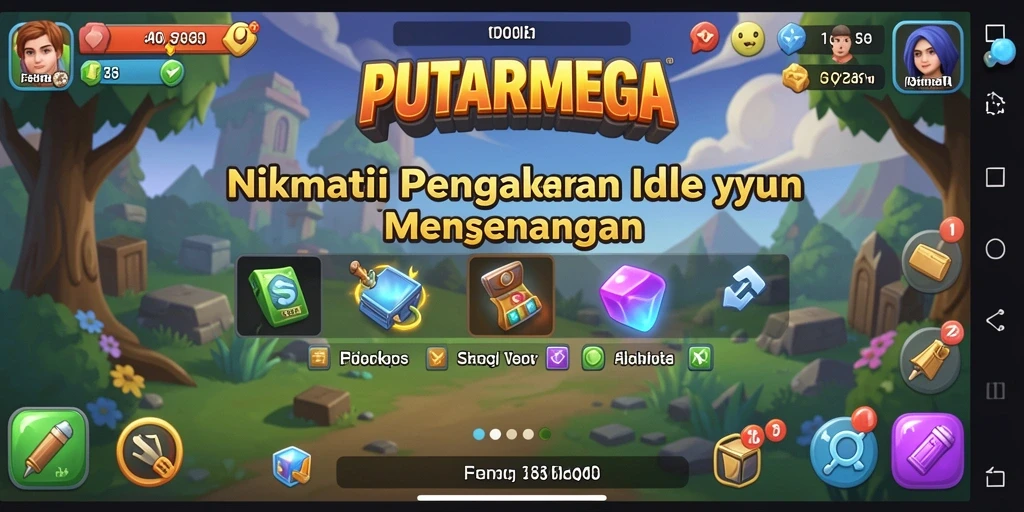 Tampilan gameplay PUTARMEGA yang menarik dengan elemen idle yang memikat.