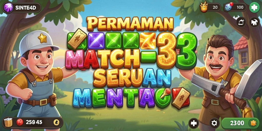 Screenshot gameplay SINTE4D menunjukkan kombinasi elemen Match-3 yang menarik.