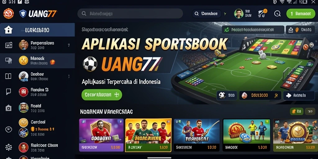 Tampilan utama UANG77 menampilkan berbagai jenis taruhan olahraga.